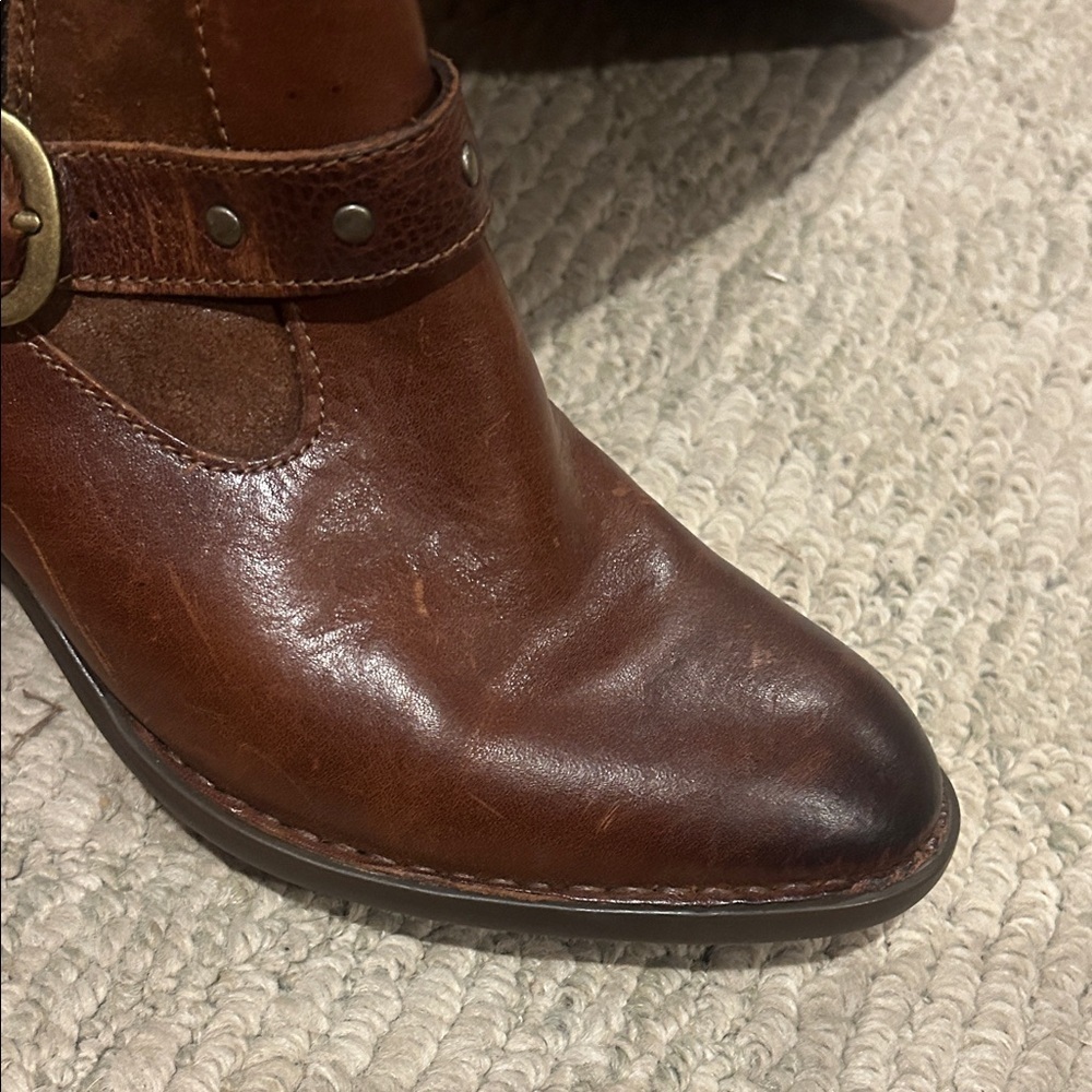 Born Alize Chestnut Leather and Suede Boots - Picture 15 of 16
